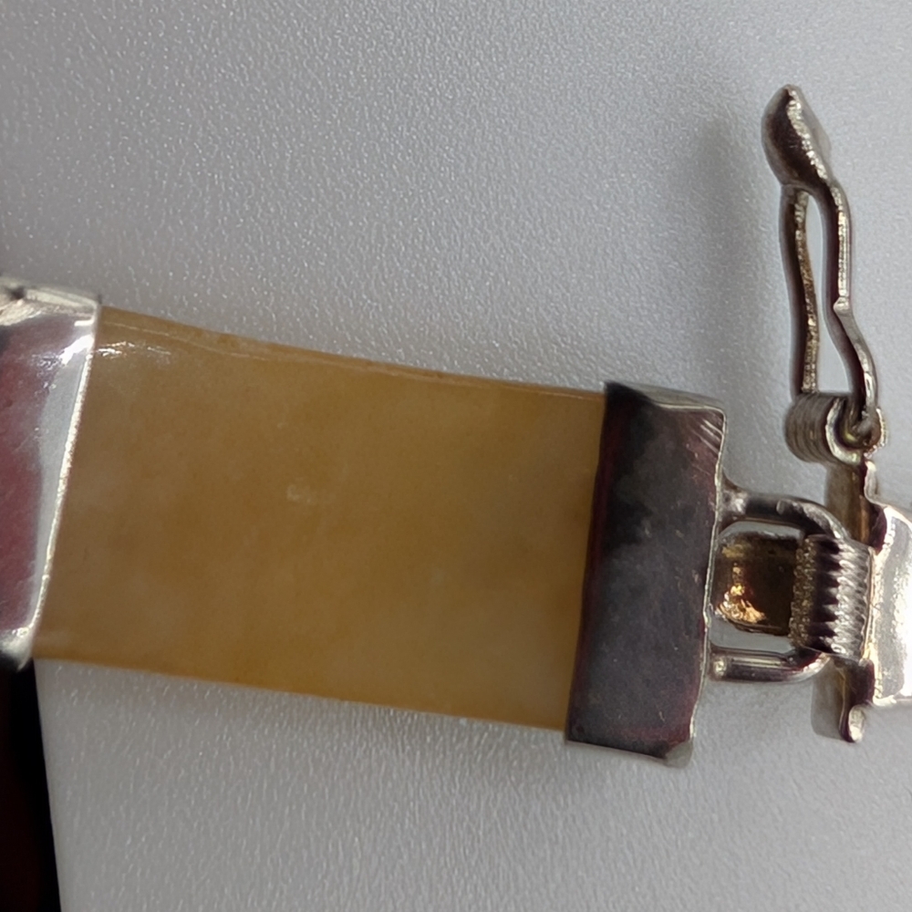 Vintage Chinese 925 Sterling Silver Muti-Color Jade & Chinese GOOD luck Bracelet - Picture 7 of 15